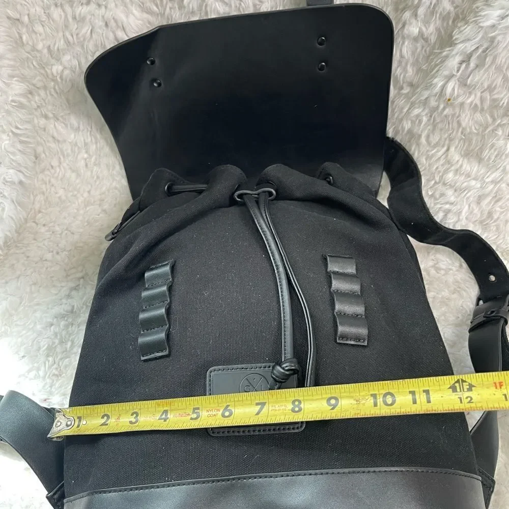 Gaston Luga Unisex Black canvas Laptop Large Backpack Water-Resistant